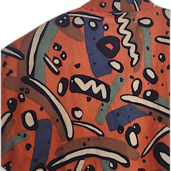 Vintage 90s handmade bespoke OOAK crazy funk print 90's boxy button up tee S/M - Picture 3 of 4